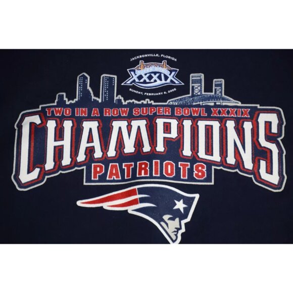 VTG Jerzees Sweatshirt Mens L Blue Super Bowl XXXIX New England Patriots Graphic - Picture 2 of 7